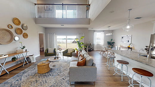 Transitional Mediterranean style living room